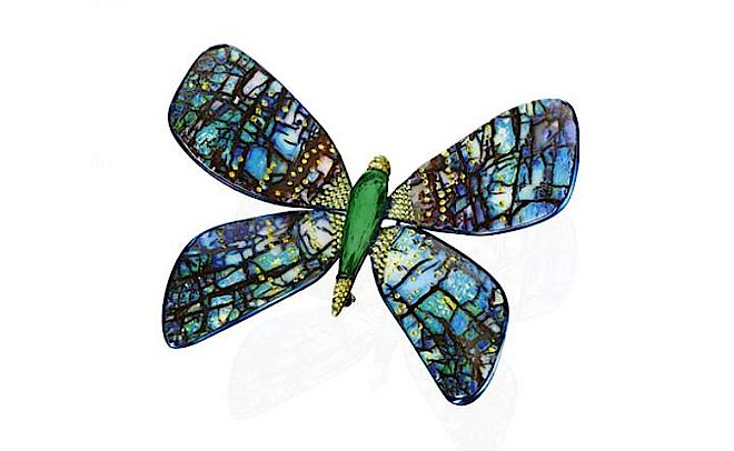 Broszka Motyl – opal, szmaragd, inkrustowane diamenty. Bogh-Art czyli kreatywna biżuteria