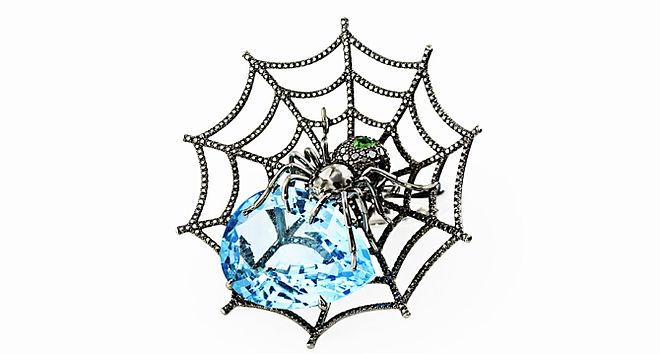 Pierścień-pająk z ametystem i czarnymi diamentami, Crow's Nest