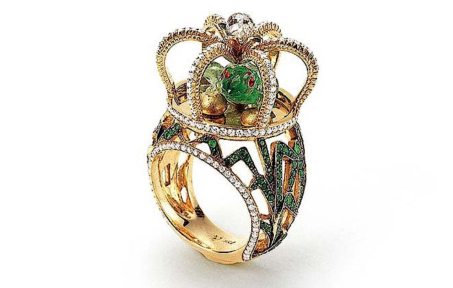 Pierścień-żaba Suzanne Syz. Kolorowa biżuteria Suzanne SYZ